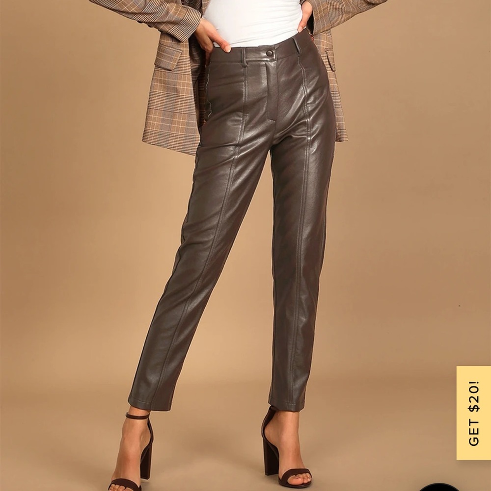 Lulus Do That Thing Chocolate Brown Vegan Leather Straight Leg Pants XS SOLD OUT
